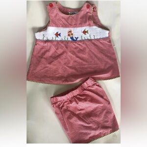 NBW SILLY GOOSE Girls Sz 2 Smocked Mermaid Shorts Set